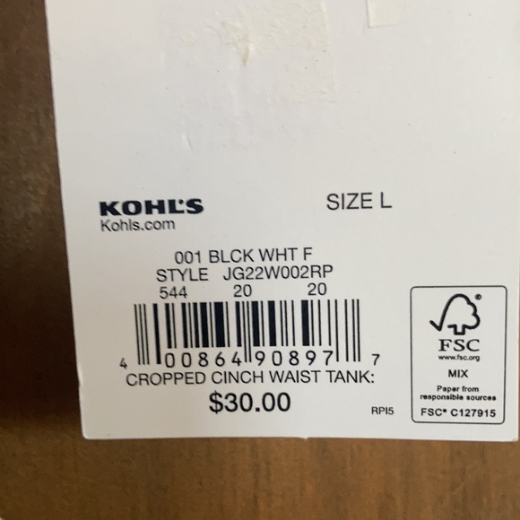 So floral print cropped cinch waist tank black white floral L or XL jrs - Picture 7 of 17